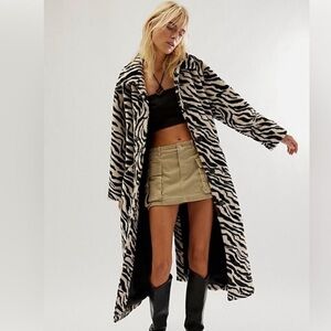 Free People - Zebra Print Faux Fur Maxi Coat - XL - NWT